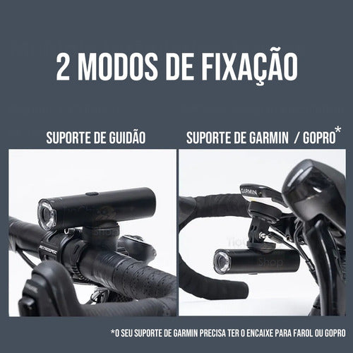 Farol Bike Suporte Garmin Gopro 1200 Lumens Guidão Integrado