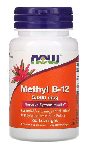 Methyl B12 Metilcobalamina 5000mcg 60 Caps Sublingual - Now Sabor Without flavor