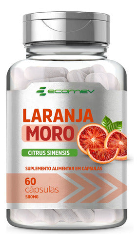 Laranja Moro Puro 500mg 60 Cápsulas - Ecomev Sabor Sem Sabor