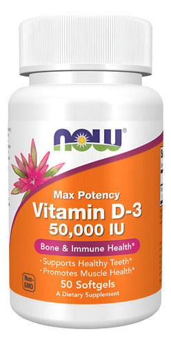 Vitamina D3 50.000 Ui Now Foods 50caps Softgels Sabor Sem sabor