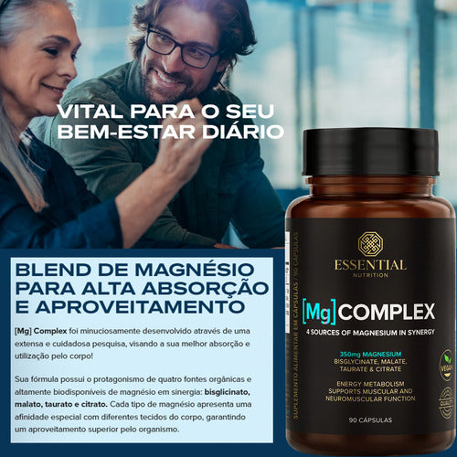 Kit 2 Magnésio Mg Complex Essential Nutrition 90 Cápsulas