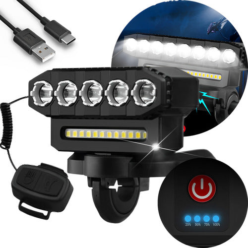 Farol Bike Ciclope 5 Leds +12 Leds Smd Profissional 9.000lm