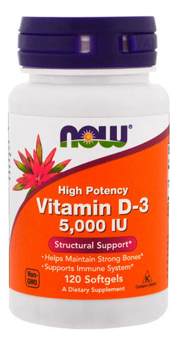 Vitamina D3 5000iu Alta Potencia Now Foods 120 Softgels Sabor N/A