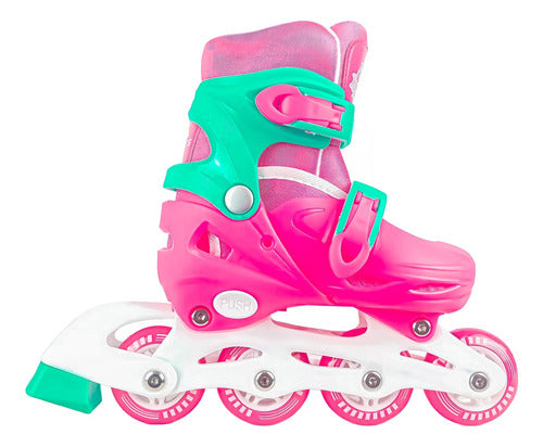 Patins Infantil Triline Inline Com Kit Proteção 30-33 Rosa