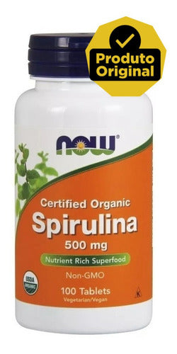 Spirulina 500mg 100 Comprimidos Now Foods Importado Sem Sabor