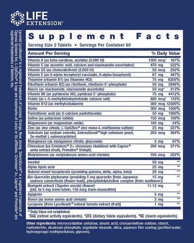Multivitamínico Two Per Day 120 Tablets Life Extension Sabor Sem sabor