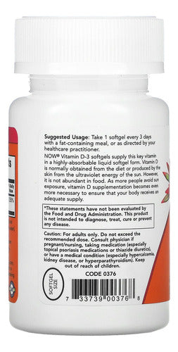 Vitamina D3 10000iu Alta Potencia Now 120 Softgels Sabor Sem sabor
