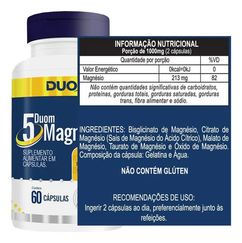 Kit 6x 5 Magnésio Quelato Malato Taurato Citrato Óxido 60 Cp Sabor Without Flavor
