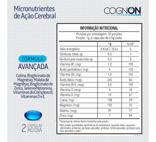 Cognon 60 Capsulas Vitaminas E Minerais = Cogmax Sabor Sem sabor