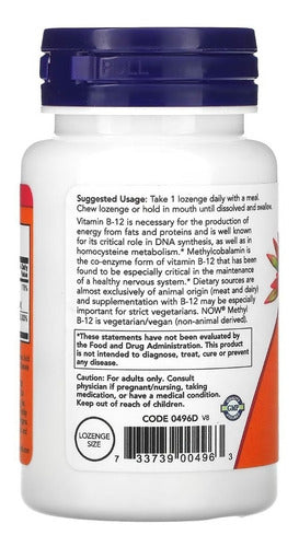 Methyl B12 Metilcobalamina 5000mcg 60 Caps Sublingual - Now Sabor Without flavor