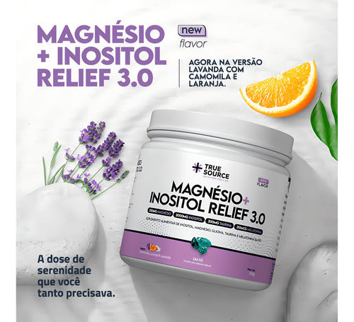 True Magnesio + Inositol + Melatonina 3.0 350g - True Source Sabor Camomila Laranja E Lavanda