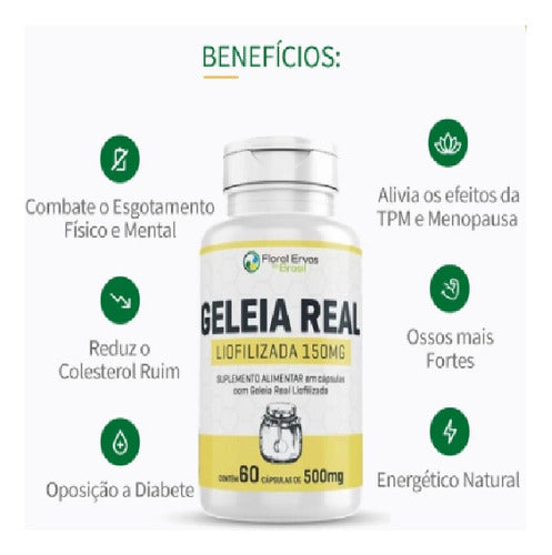 Suplemento Geleia Real Liofilizada 60 Caps 500 Mg - Floral Ervas do Brasil