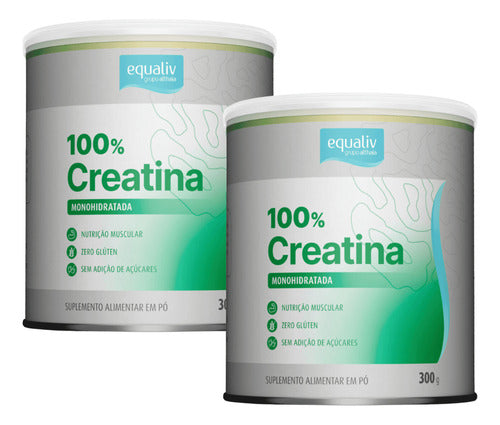 2x Creatina 100% Monohidratada 300g - Equaliv Sabor Sem Sabor