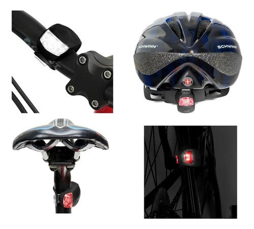 Kit 2 Luz De Segurança Led Duplo Sinalizador Lanterna Bike Cor Preto