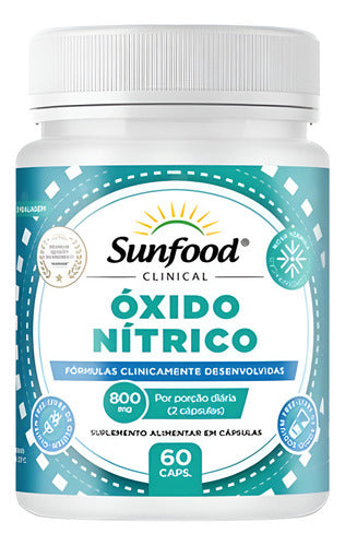 Oxido Nitrico 800mg 60 Capsulas Sunfood Clinical Sabor Sem Sabor