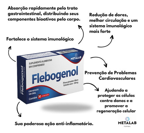Flebogenol Suplemento Alimentar Pinus Pinaster Metalab 50mg 30cpr