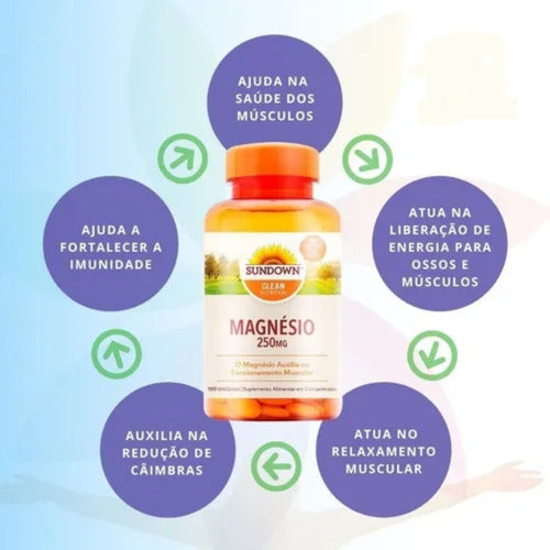 Magnésio 250mg 100 Cápsulas Magnesium Sundown Naturals Sabor Neutro