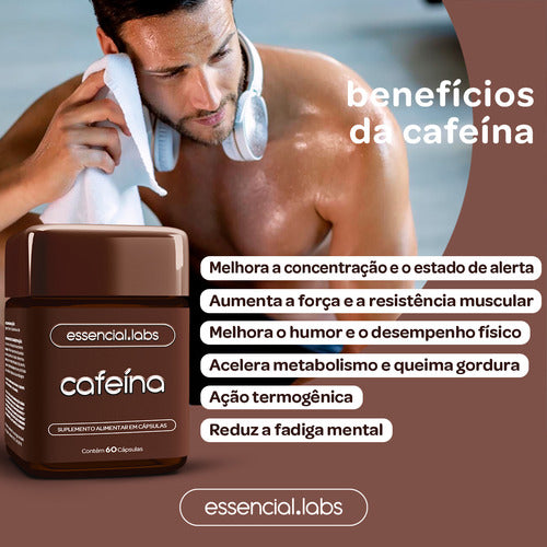 CAFEÍNA 100% PURA 200mg por Cápsula - 60 Cápsulas - Termogênico com Fórmula Concentrada para a Máxima Absorção e Desempenho