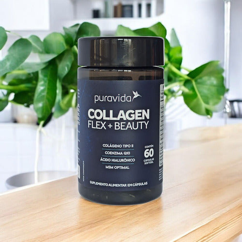 Suplemento Puravida Premium Collagen Flex Beauty Colágeno Em Pote 60 Cápsulas