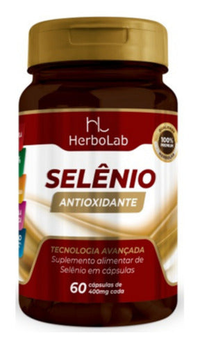 Selênio antioxidante 60 cápsulas 400mg HerboLab antienvelhecimento sem sabor