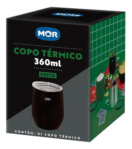 Copo Térmico Com Tampa 360 Ml Preto 008041 Mor
