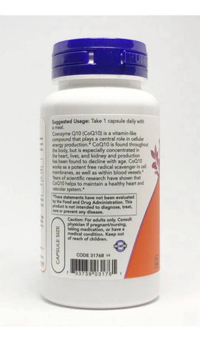 Coq10 Coenzima Q10 200 Mg 60 Cápsulas Vegetais Now Foods