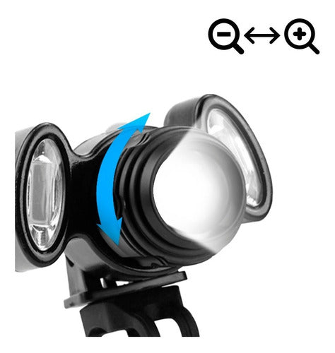 Farol Bike Bicicleta T6 3 Focos E Zoom- Recarregável