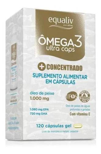Ômega 3 Ultra Caps 1000mg - Concentrado 120 Caps - Equaliv Sabor Neutro