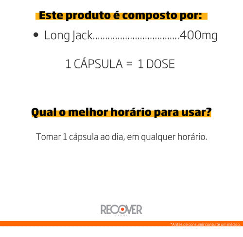 Long Jack 400 Mg - 30 Cápsulas (30 Doses) Sabor Natural
