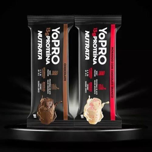 Yopro - 12 Barras 55g Morango Com Chocolate Branco - Nutrata
