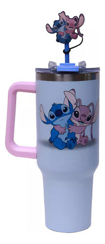Copo Térmico Stitch Tumbler Inox Personagens Frio Até 12h Cor Azul-aço