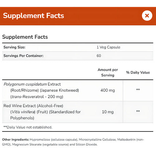 Suplemento Em Capsula Veg Now Foods Resveratrol 200mg, Semente De Uva, Natural
