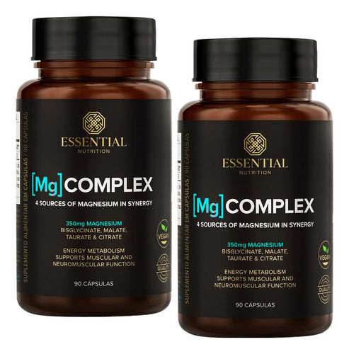 Kit 2 Magnésio Mg Complex Essential Nutrition 90 Cápsulas