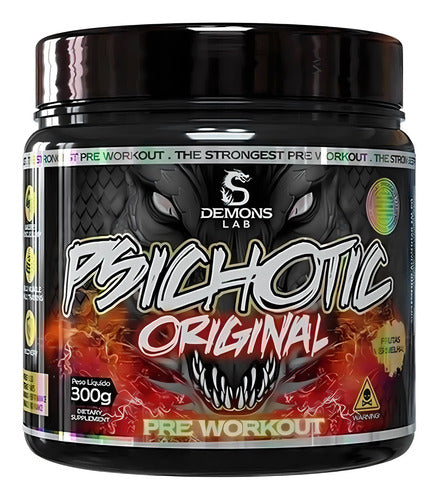 Pré Treino Psichotic Original 300g 60 Doses Demons Lab Usa Sabor Frutas Vermelhas Em Po