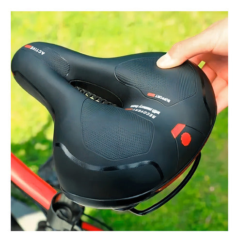 Banco Selim Bicicleta 2 Molas Largo Fita Refletiva Segurança