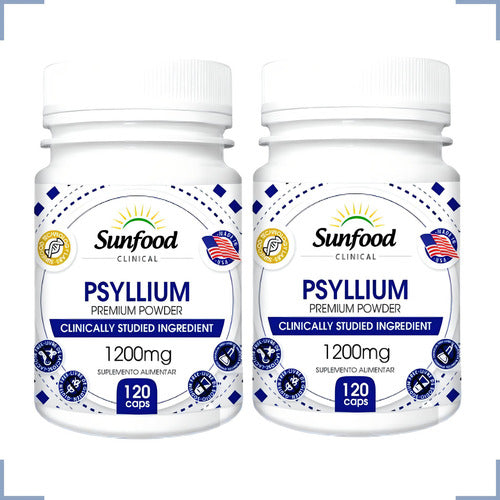 Psyllium 1200mg 60caps Sunfood Fibras Sabor Sem sabor