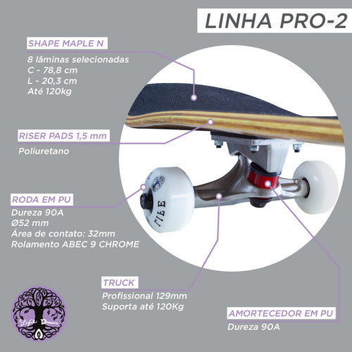 Skate Street Completo Montado Profissional PRO-II Maple Maori Wood 120KG Life Dreams