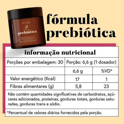 Fórmula Prebiótica Rituária | Saúde Intestinal e Pele Uniforme | Inulina, Psyllium e Goma Acácia 200g