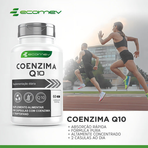 2 Potes Coenzima Q10 Pura Com L Triptofano 500mg 120cáps Ecomev Sabor Sem Sabor
