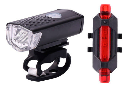 Kit 2 Farol Bike Frontal + 2 Pisca Traseiro Usb Recarregável