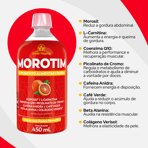 Morotim único Termogenico Liquido Morosil união Vegetal Sabor Laranja Com Frutas Vermelhas