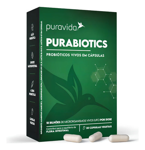 Probióticos Vivos Purabiotics Puravida 30 Cápsulas