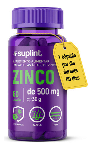 Suplemento Alimentar De Zinco 30 Mg 60 Cápsulas - Suplint Sabor Sem Sabor