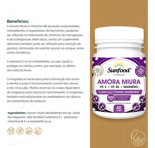 Amora Miura 60 Capsulas Sunfood Sabor Sem sabor