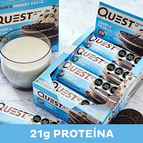 Barra de proteína com creme com sabor de biscoito Quest Nutrition - caixa com 12