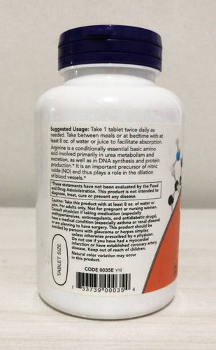 L-arginine 1000mg 120 Tabs Arginina Força Dupla - Now Foods