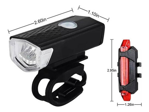 Kit 2 Farol Bike Frontal + 2 Pisca Traseiro Usb Recarregável