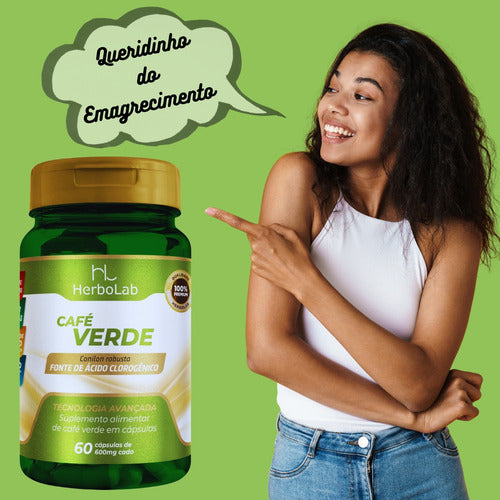 3 Café Verde 60 Cápsulas Cada Com 600mg Conilon Robusta Sabor Natural