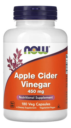 Vinagre De Maçã 450mg Now Foods Cider Vinegar 180 Veg Caps Sabor Sem sabor