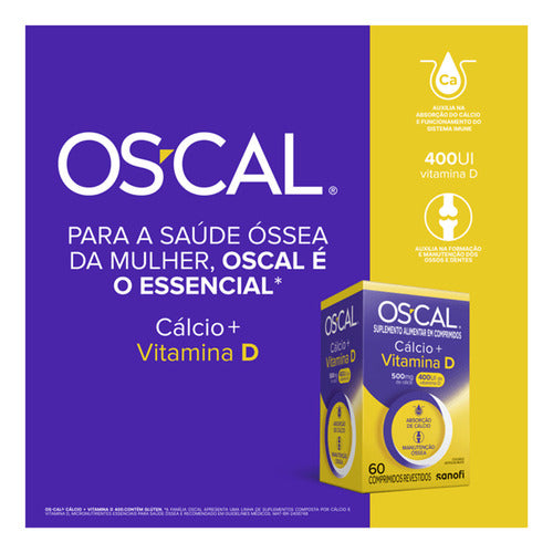 Oscal D Sanofi 60 Comprimidos 500mg+400ui Sabor Without flavor